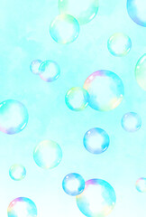 背景素材_水彩_シャボン玉_空