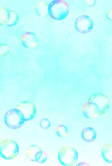 背景素材_水彩_シャボン玉_空