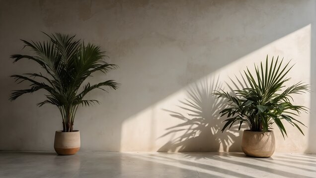shadows of palm trees on the wall