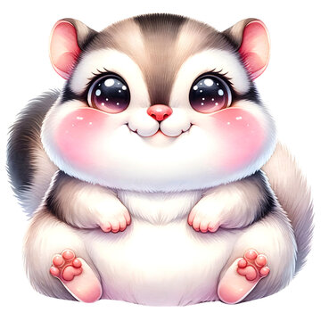 Squirrel  animal smiling happily watercolor clipart. Nursery animals theme.