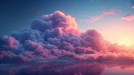 3D realistic set of pink, blue, purple clouds on a transparent background. Real transparent effect. Modern illustration EPS10.