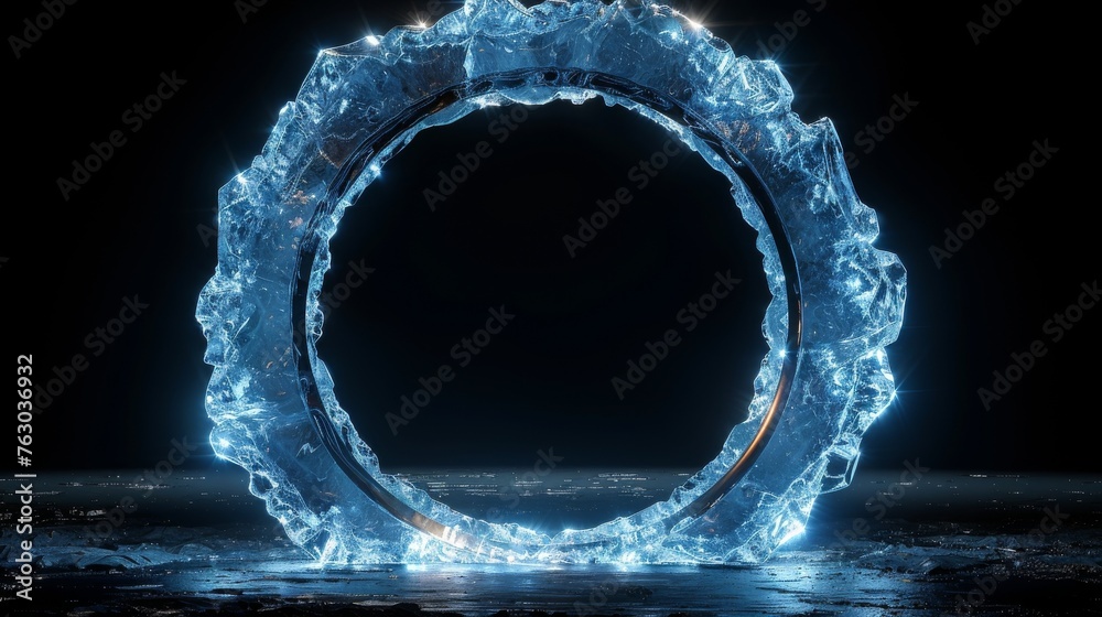 Aufkleber an outline of a circle of light on a black background