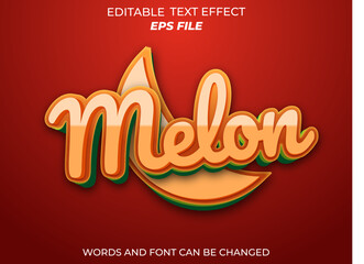 melon text effect, font editable, typography, 3d text. vector template