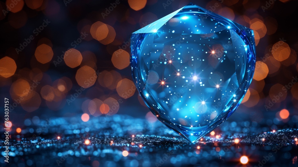 Poster the icon shows a blue bubble sphere shielding the user with particles of sparkles and light beams.