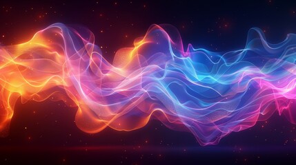 Soft translucent gradient stream movement. Violet neon color wave. Blue glowing shiny lines effect modern background. Fire path trace line and incandescence curve twirl. Light path wave, fire path - obrazy, fototapety, plakaty