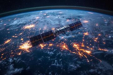 Space Station Glow: Digital Firelight Illuminates Cosmic Landscape