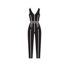 Glamorous Jumpsuit Silhouette Ensemble - A Visual Ode to Modern Glamour with Jumpsuit Illustration - Contemporary Jumpsuit Vector
