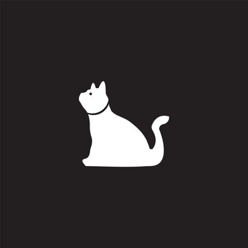 Circle cat animal logo design . Simple black and white cat logo silhouette