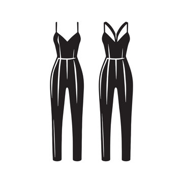 Fashionable Jumpsuit Silhouette Compilation - Illustrating the Allure of Jumpsuit Dresses with Jumpsuit Illustration - Simple Jumpsuit Vector
