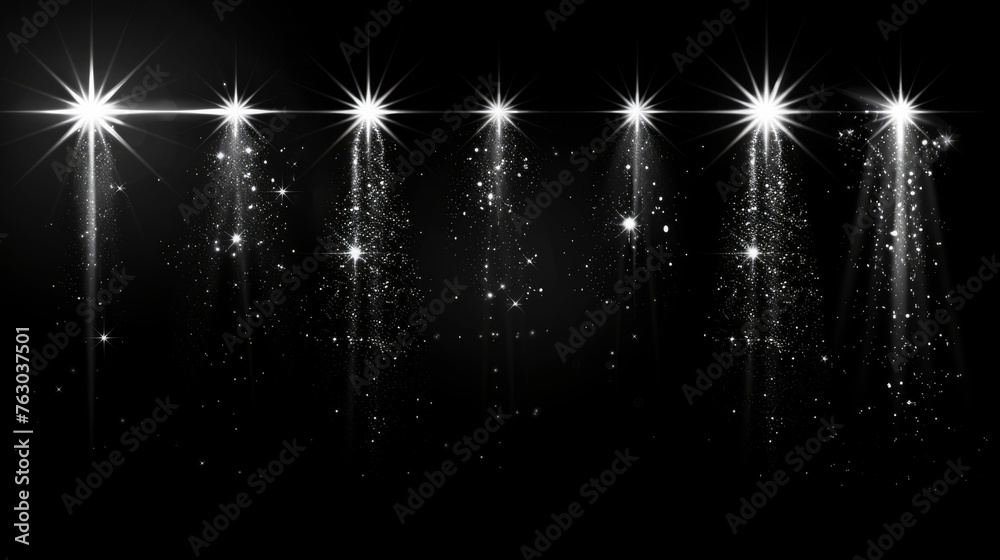 Canvas Prints Illustration template art design - Modern set of glow light effect stars bursts with sparkles isolated on black background. Use for banners, signs, and banners for celebrations like Christmas.