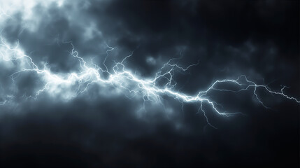 Strike of lightning on dark, futuristic light background.	