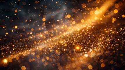 An explosion of light. Gold glitter texture. Star bursts with sparkles - obrazy, fototapety, plakaty