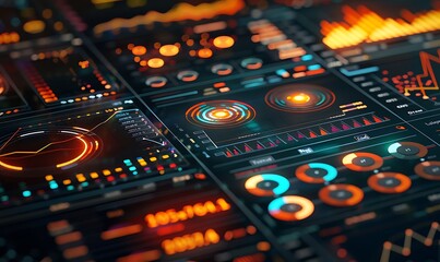 Obraz premium Visualizing Banking Investments, Illuminated Portfolio Charts