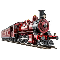 Old locomotive  isolated on transparent and white background. Ideal for use in advertising. Generative ai	
