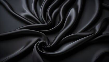 Obraz premium Black silk wavy drapery macro background