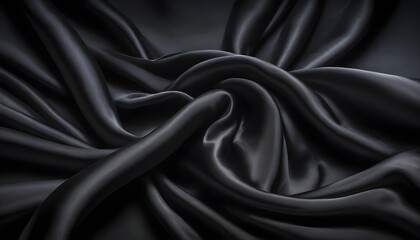 Black silk wavy drapery macro background