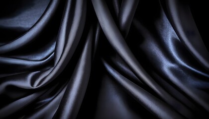 Obraz premium Black silk wavy drapery macro background
