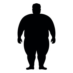 black vector fat man silhouette white background
