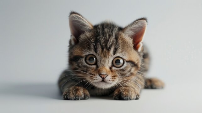 Cute Baby Tabby Cat On Whit, Banner Image For Website, Background, Desktop Wallpaper