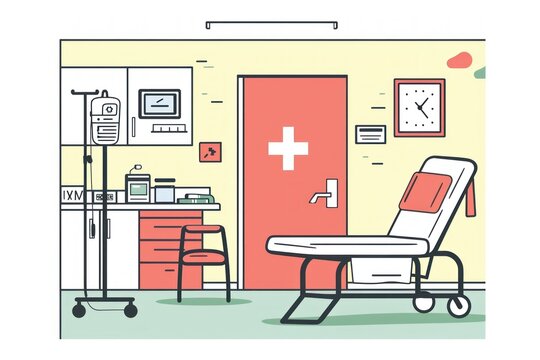 flat outline depicting an emergency room