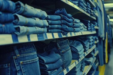 in a store with jeans