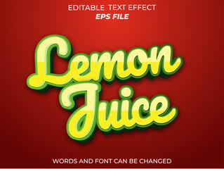lemon juice text effect, font editable, typography, 3d text. vector template