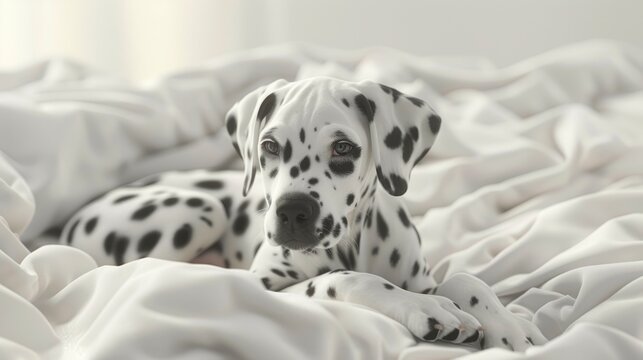 Dalmatian Dog On White Soft Comfortable, Banner Image For Website, Background, Desktop Wallpaper