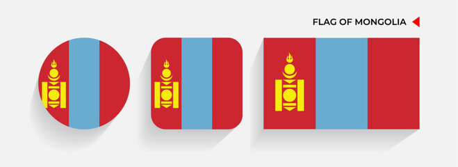 Mongolia Flags arranged in round, square and rectangular shapes