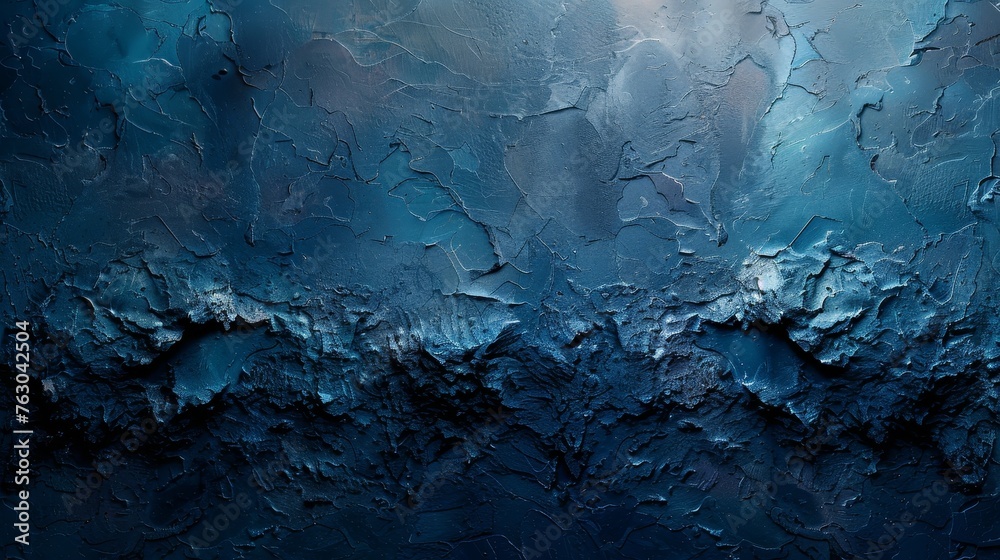 Poster old cement blue wall pattern texture with a black gradient background is made up of dark abstract bl