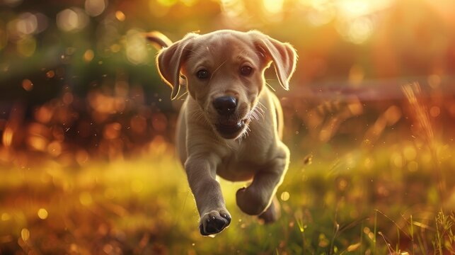 Flying Little Labrador Retriever Playing, Banner Image For Website, Background, Desktop Wallpaper