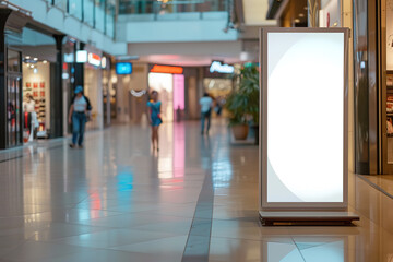 roll up mockup poster stand in an shopping center