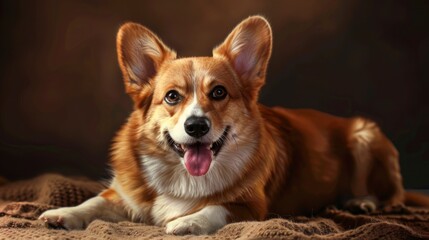 Naklejka na ściany i meble Fulllength Portrait Happy Smiling Pet Dog, Banner Image For Website, Background, Desktop Wallpaper