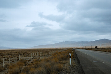 Hainan Mongolian and Tibetan Autonomous Prefecture, Qinghai Province-Grasslands and roads under the snow-capped mountains
