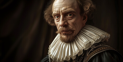 Portrait of William Shakespeare famous English playwright and poet. - obrazy, fototapety, plakaty