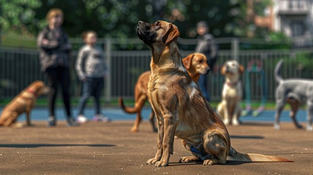 Group Dogs Owners Obedience Class, Banner Image For Website, Background, Desktop Wallpaper
