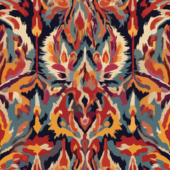 Vector seamless Ikat Ogee ethnic pattern