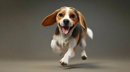 Happy Smiling Running Beagle Dog Portrait, Banner Image For Website, Background, Desktop Wallpaper