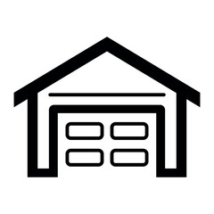 black vector garage icon on white background