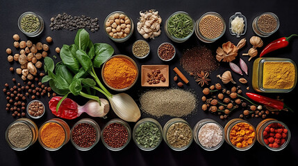 Obraz na płótnie Canvas Overhead view of ingredients on table