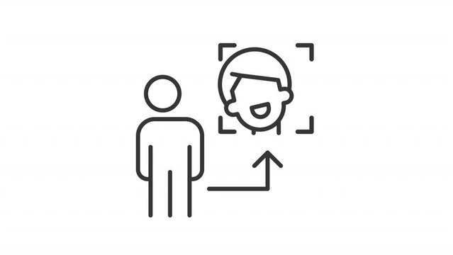 Virtual avatar line animation. Person and user representation animated icon. User profile for social media. Black illustration on white background. HD video with alpha channel. Motion graphic