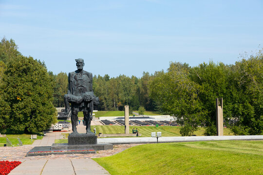 Khatyn, Belarus - September 20, 2020: Sculpture of the memorial complex Unconquered Man