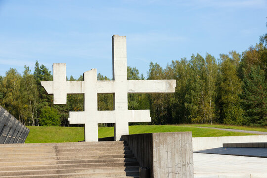 Khatyn, Belarus - September 20, 2020: Sculpture of the memorial complex Unconquered Man