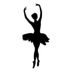 Ballerina silhouette.Realistic dancer in pointe shoes and tutu. Vector illustration. © SVIATLANA