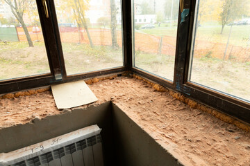 Construction, renovation, installation of an internal window sill.