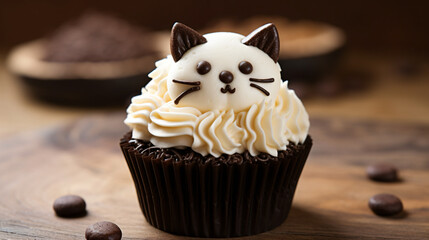 A catinspired cupcake a delectable blend of feline - obrazy, fototapety, plakaty