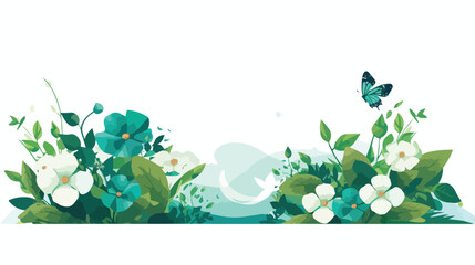 Season spring banner with emerald and flowers vector