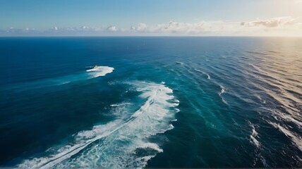 Photo of ocean from bird view ai generative