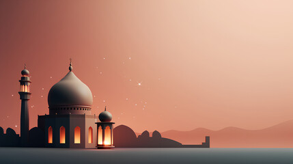islamic ramadan background, eid al fitri, iftar, eid al adha, beautiful mosque and lantern background. camel in the middle of the desert with mosque - obrazy, fototapety, plakaty