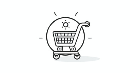 Shopping Chart Icon. Line Art Style Design 