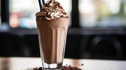 A closeup of a chocolate cocktail Milkshake